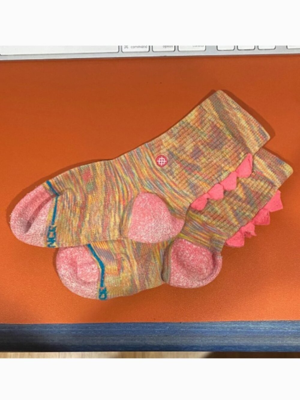 3/$10 Stance Dino Colorful Patterned Socks with Pink Accents